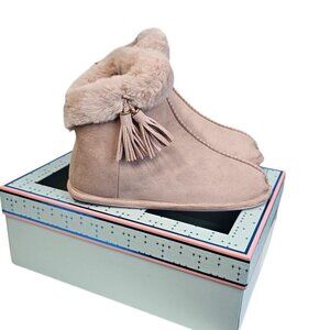 Ted Baker Women's Ashley Faux Fur  Slipper Boots Size 8 Petal Pink New in box